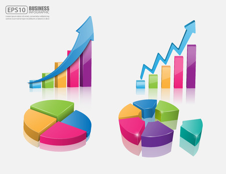 Set of vector 3d graph vectorのイラスト素材