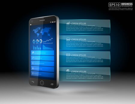 Smartphone with Infographic design template vectorのイラスト素材