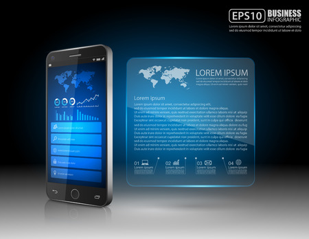 Infographic with a touch screen smartphoneのイラスト素材