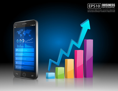 Smartphone with business graph.vectorのイラスト素材