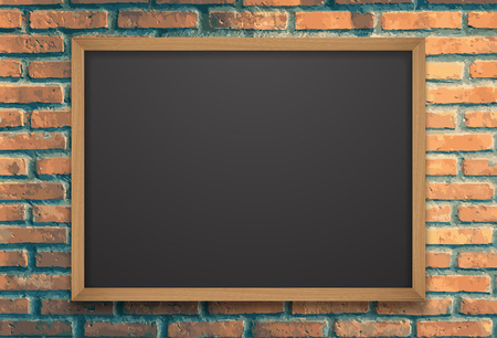 Chalkboard on brick wall.vectorのイラスト素材