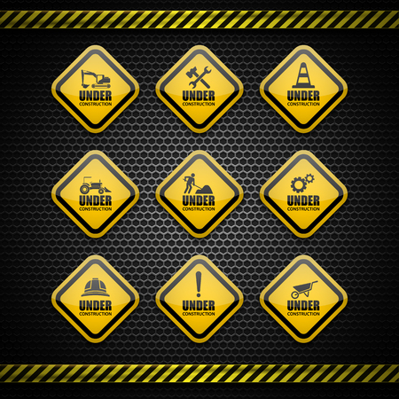 Under construction sign on background,vectorのイラスト素材