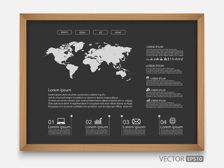 World map on blackboard,vectorのイラスト素材
