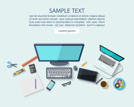 Workplace concept ,Flat design,vectorのイラスト素材