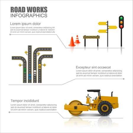 Road worker infographics,vectorのイラスト素材