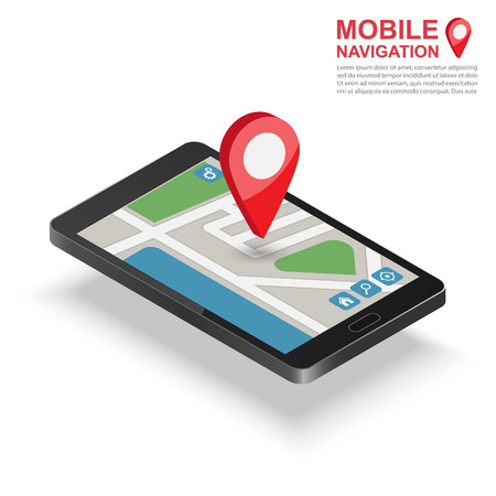 3d isometric mobile GPS navigation concept, vectorのイラスト素材