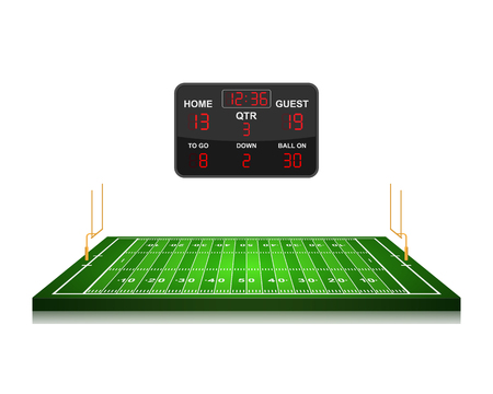 American Football field with scoreboard,vectorのイラスト素材