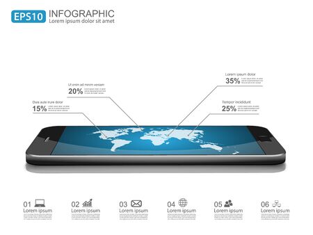 World map on Smartphone,vectorのイラスト素材