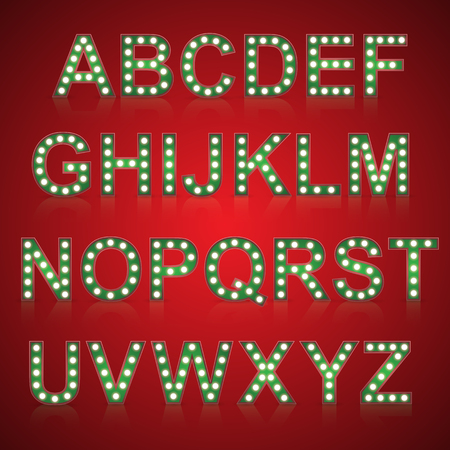 Alphabet set with bulb lamps, vectorのイラスト素材