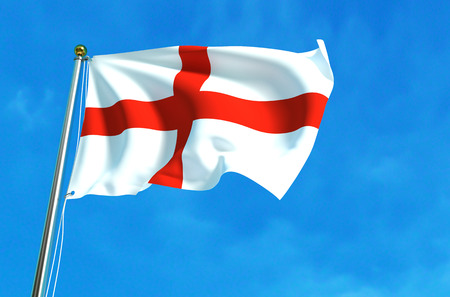 England flag, English flag on the blue sky background. 3D illustrationの写真素材