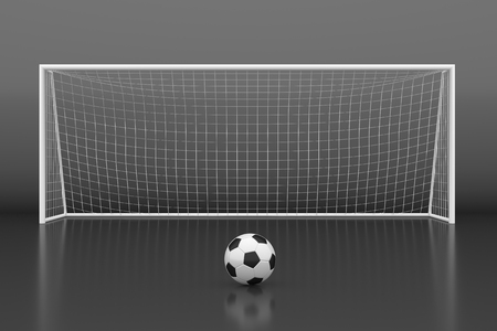 Soccer goal with ball. 3D illustrationの写真素材