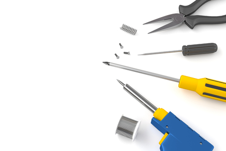 Set of tools on white background, Tools background. 3D illustrationの写真素材