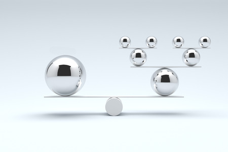 Balls balancing, Balanced concept. 3D illustrationの写真素材