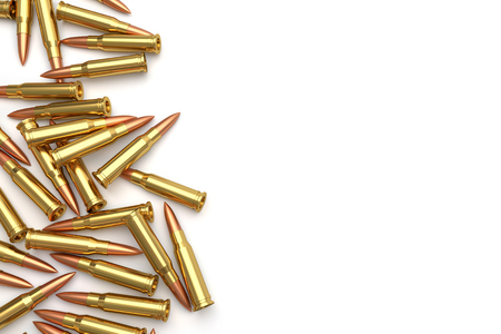 Pile of bullets on white background. 3D illustrationの写真素材