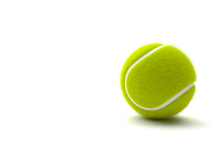 Tennis ball with copy space isolated on a white background. 3D illustrationの写真素材