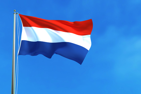 Flag of Netherlands on the blue sky background. 3D illustrationの写真素材