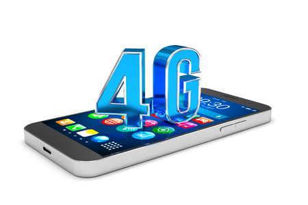 Smartphone with 4G wireless communication technology, High speed mobile internet. 3D illustrationの写真素材