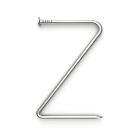 Alphabet made from nails, letter Z. 3D illustrationの写真素材