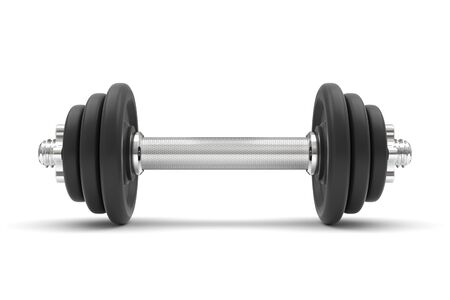 Black dumbbell on a white background. 3D illustrationの写真素材