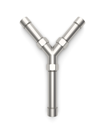 Alphabet made of Metal pipe, letter Y. 3D illustrationの写真素材