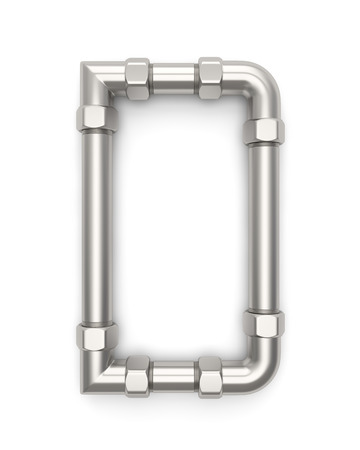 Alphabet made of Metal pipe, letter D. 3D illustrationの写真素材