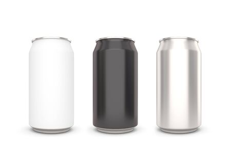 Blank aluminum can on white background. 3D illustrationの写真素材