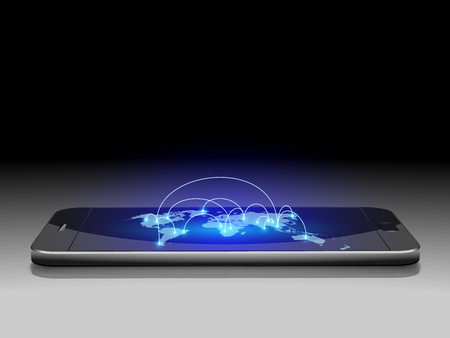 Network connection concept, Smartphone with Globe Connections on display. Vectorのイラスト素材