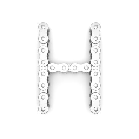 Alphabet made from Bicycle chain, letter H. 3D illustrationの写真素材