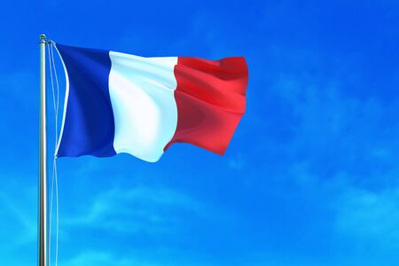 France flag on the sky background. 3D illustrationの写真素材