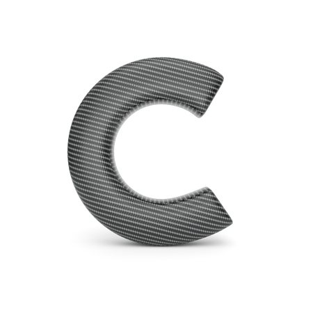 Alphabet made of Carbon fiber, letter C. 3D illustrationの写真素材