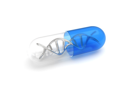Dna structure inside a capsule. 3D illustrationの写真素材
