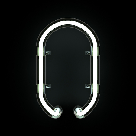 Neon Light Alphabet O. 3D illustrationの写真素材
