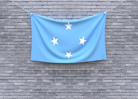 Micronesia flag on brick wall. 3D illustrationの写真素材