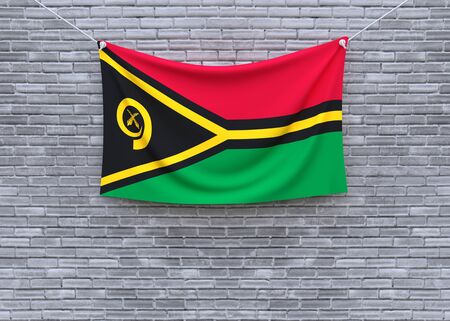 Vanuatu flag on brick wall. 3D illustrationの写真素材