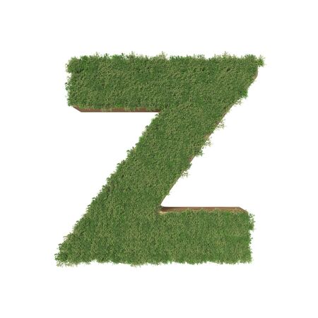 Alphabet Z made of green tree on white background. 3D illustrationの写真素材