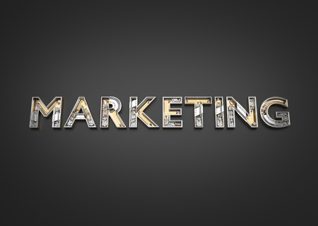 Marketing word made from Mechanic alphabet. 3D illustrationの写真素材