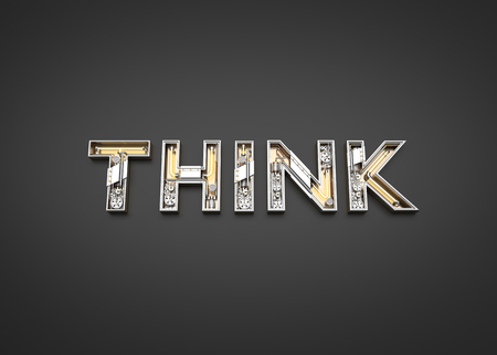 Think word made from Mechanic alphabet. 3D illustrationの写真素材