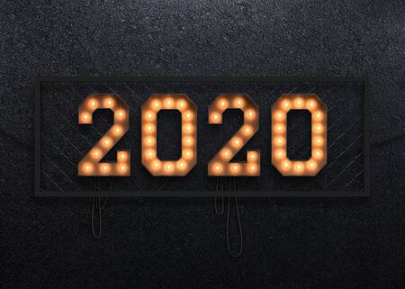 Marquee light 2020. 3D illustrationの写真素材
