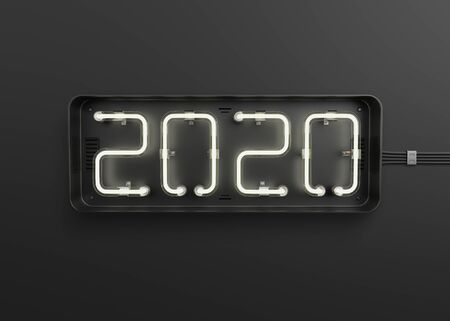 New year 2020 made from neon alphabetの写真素材