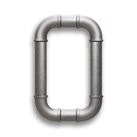 Alphabet made of Metal pipe, number 0 with clipping path. 3D illustrationの写真素材