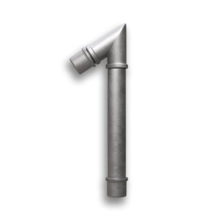 Alphabet made of Metal pipe, number 1 with clipping path. 3D illustrationの写真素材