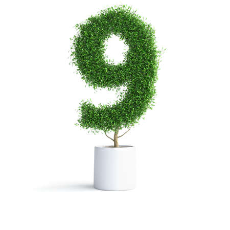 Green tree alphabet Letter E with clipping path. 3D illustrationの写真素材