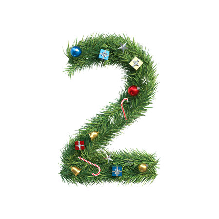 Christmas tree Number 5. 3D illustrationの写真素材