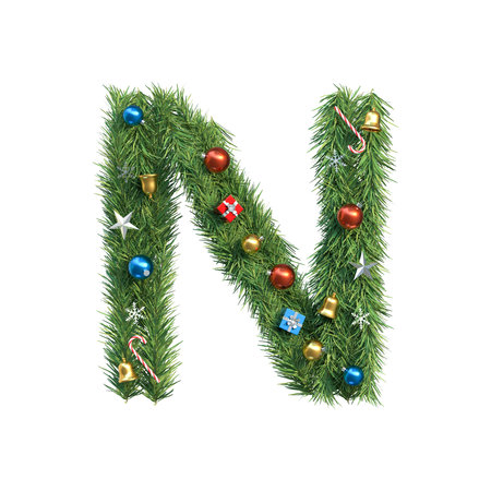 Christmas tree Number 5. 3D illustrationの写真素材