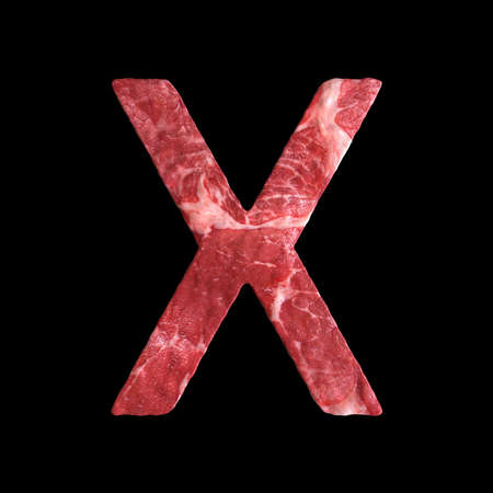 Meat Alphabet on black background, Letter X. 3D illustrationの写真素材