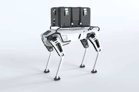 Concept delivery robot dog. 3D illustration