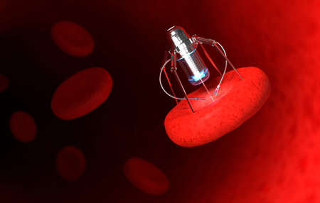 Nanobots are repairing damaged blood cells. 3D illustrationの写真素材
