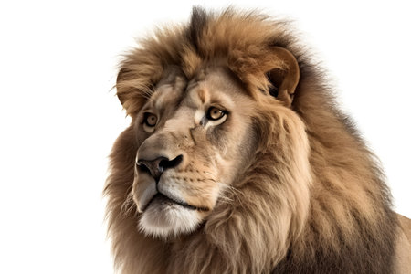Close-up of a lion on a white background. Isolateの素材