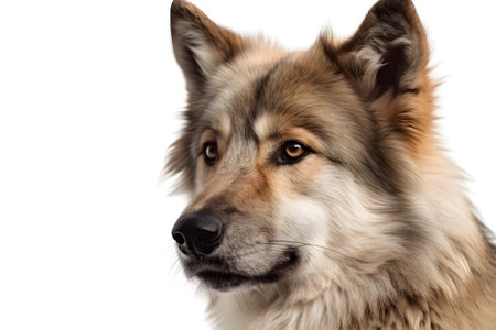 Portrait of an alaskan malamute in front of white backgroundの素材
