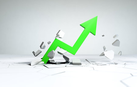 Highly rendering of growing graph on white background. 3d illustration